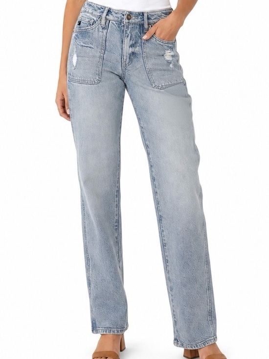 KanCan Denim - KanCan High Rise Porkchop Pocket Vintage Wash Relaxed Straight Leg Jeans Size 31